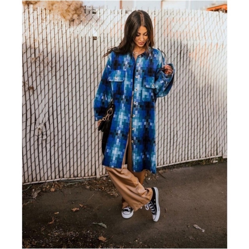 Dressed in LALA Vibrant Blue Checkered Jacket